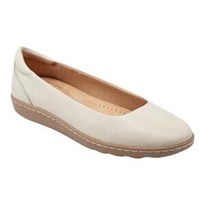 Earth Women's Landen Leather Slip On Round Toe Ballet Flats Cream Size 8 1/2